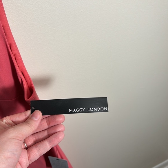 Maggy London Pink Sheath Midi Dress with Slit - Picture 5 of 10